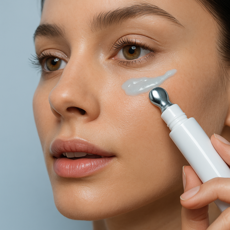 Applicazione crema contorno occhi con effetto cooling
